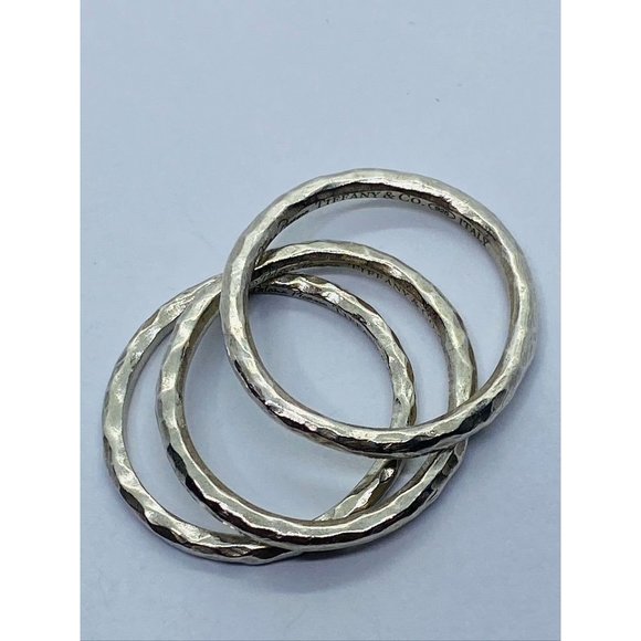 Excellent Authentic Tiffany & Co Paloma Picasso Hammered Bands Size 7 - Picture 7 of 9